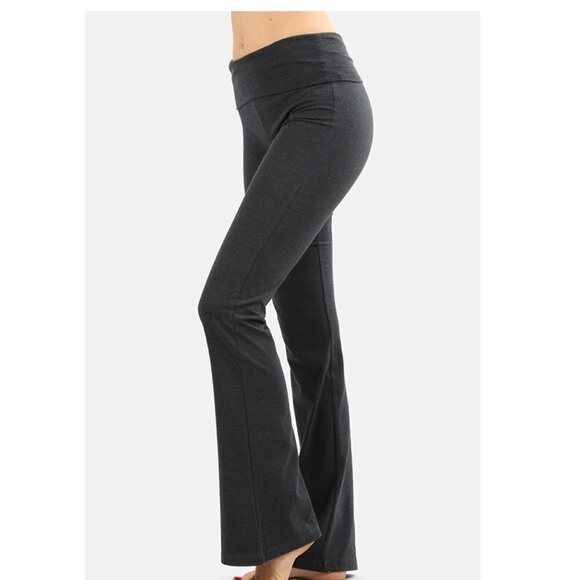 Low Rise Leggings Stretch Yoga Lounge Fold Over Pants Gym Workout Gray 0523 - Picture 1 of 3